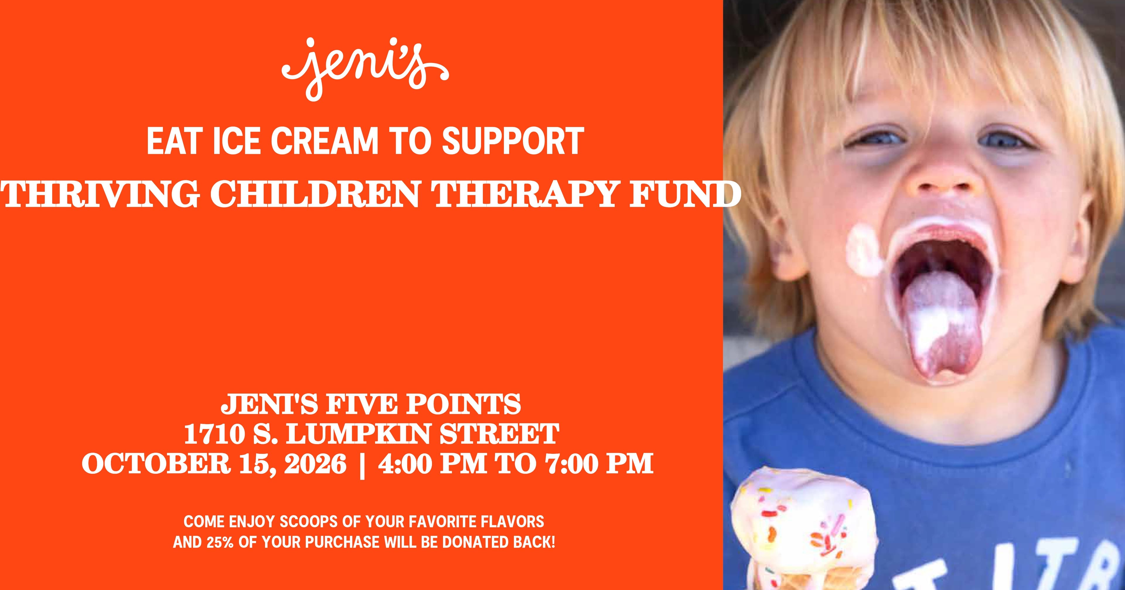 Jeni’s Ice Cream Fundraiser — October 15, 2026